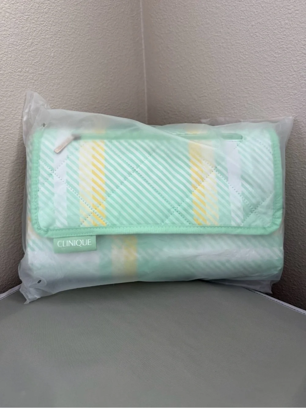 Clinique Mint Green Quilted Picnic Blanket